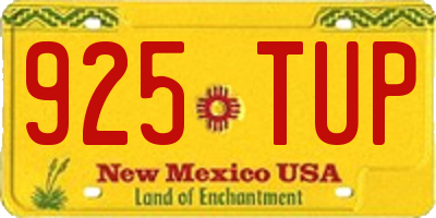 NM license plate 925TUP