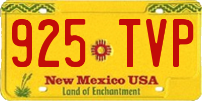 NM license plate 925TVP
