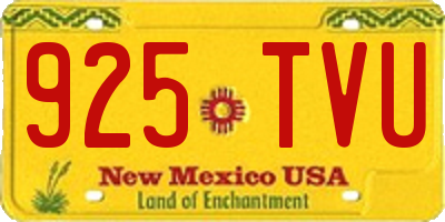 NM license plate 925TVU