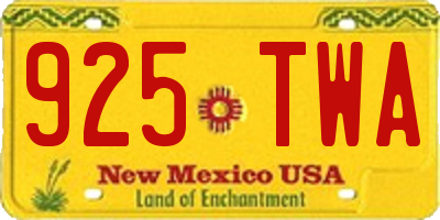 NM license plate 925TWA