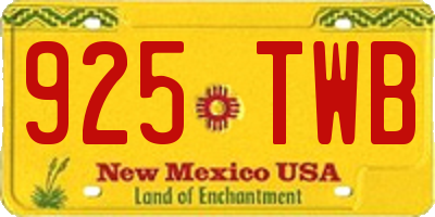 NM license plate 925TWB