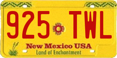 NM license plate 925TWL