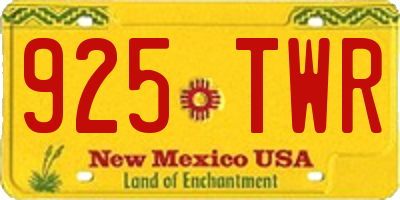 NM license plate 925TWR
