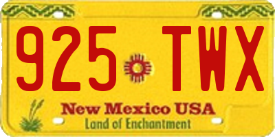 NM license plate 925TWX