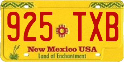 NM license plate 925TXB