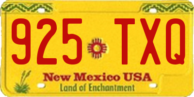 NM license plate 925TXQ
