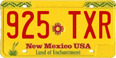 NM license plate 925TXR