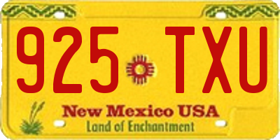 NM license plate 925TXU
