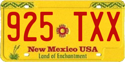 NM license plate 925TXX