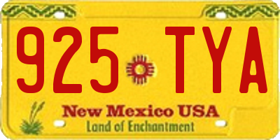NM license plate 925TYA