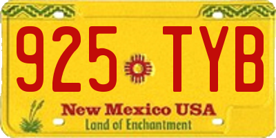 NM license plate 925TYB