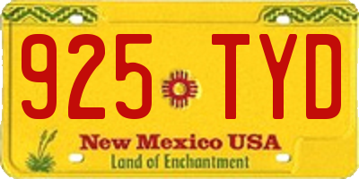NM license plate 925TYD