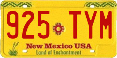 NM license plate 925TYM