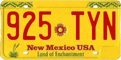 NM license plate 925TYN