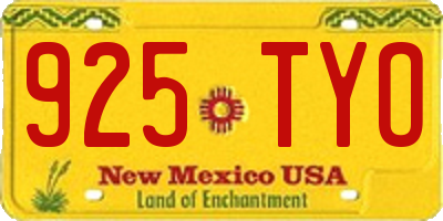 NM license plate 925TYO