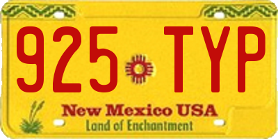 NM license plate 925TYP