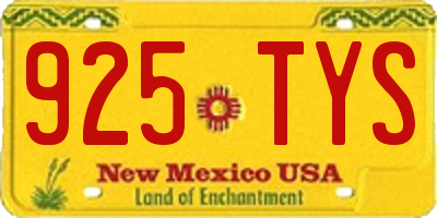 NM license plate 925TYS