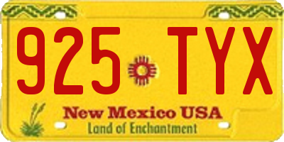 NM license plate 925TYX