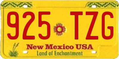 NM license plate 925TZG