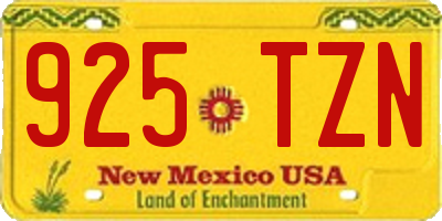 NM license plate 925TZN