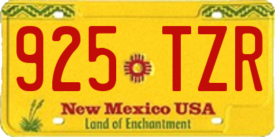 NM license plate 925TZR