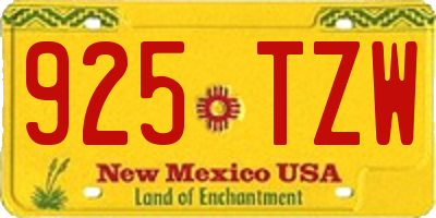 NM license plate 925TZW