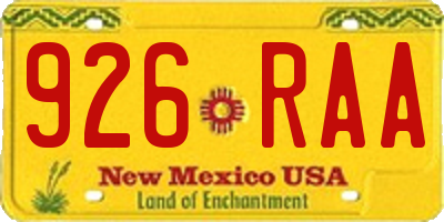 NM license plate 926RAA