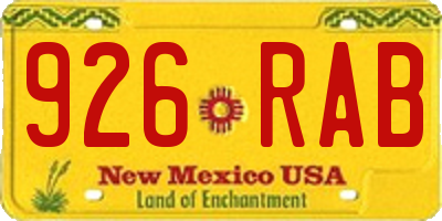 NM license plate 926RAB