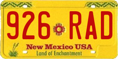 NM license plate 926RAD