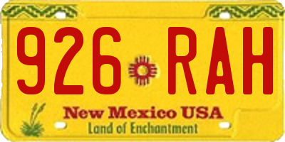 NM license plate 926RAH