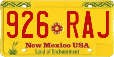 NM license plate 926RAJ