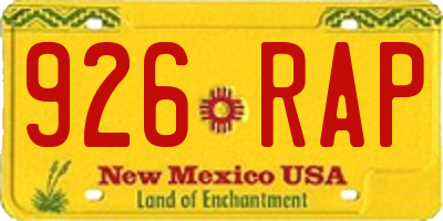 NM license plate 926RAP