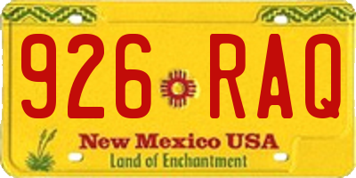 NM license plate 926RAQ