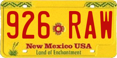 NM license plate 926RAW