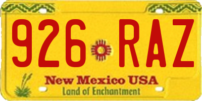 NM license plate 926RAZ