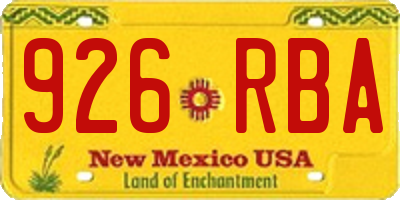 NM license plate 926RBA