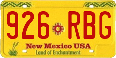 NM license plate 926RBG