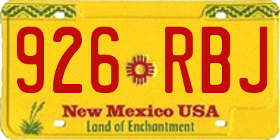 NM license plate 926RBJ