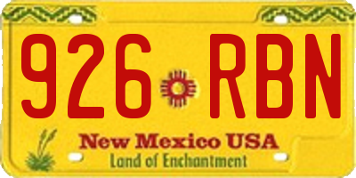 NM license plate 926RBN