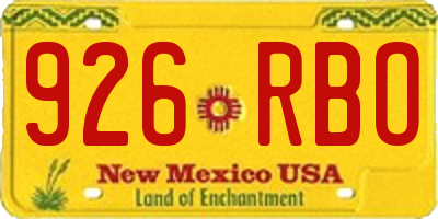 NM license plate 926RBO