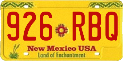 NM license plate 926RBQ
