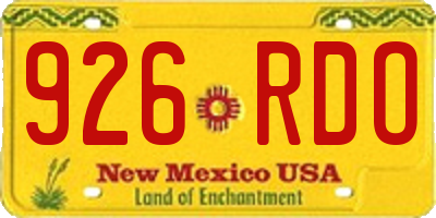 NM license plate 926RDO