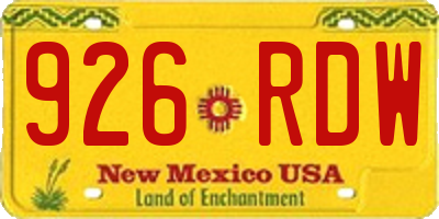 NM license plate 926RDW
