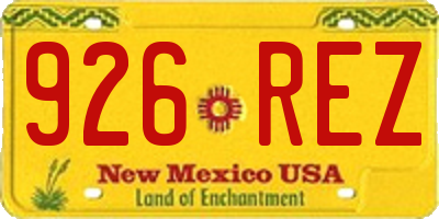 NM license plate 926REZ