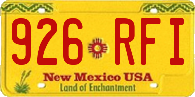 NM license plate 926RFI