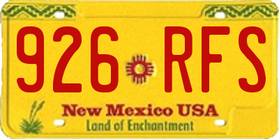 NM license plate 926RFS