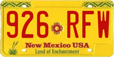 NM license plate 926RFW