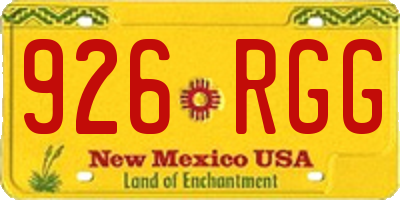 NM license plate 926RGG