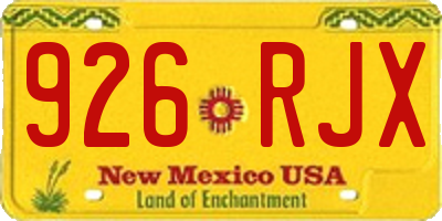 NM license plate 926RJX