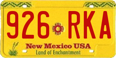 NM license plate 926RKA